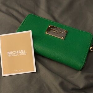 Michael Kors Vibrant Green Zip Wallet